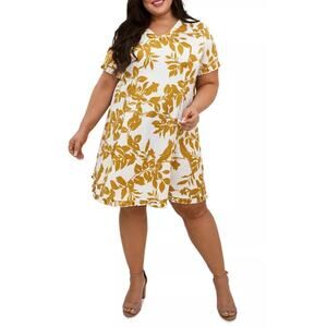 Maree Pour Toi Plus Floral parrot bird Print Ruffled Dress Women's 22 Short